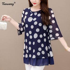 Tシャツ2021 Blusas Mujer de Moda Summer Oneck Office Tshirts Women Tops Camisas Mujer Chemisier femme loose polka dot plus size 5xl