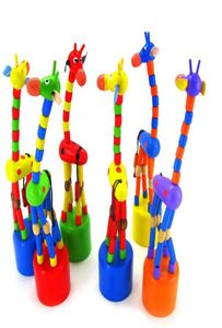Baby Education Toys Wooden Colorful Dancing Giraffe Puppet Learning Toys 18cm High Wooden Animals Toys Home Decoration7428718