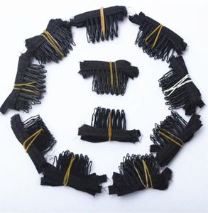 50 datorer svart färg peruk kammar perukklämmor och kammar med 5teeth för peruk cap och peruker som gör kammar hårförlängningar verktyg3419425