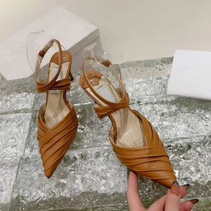 Crystal Sheepskin Fabric Sandals High Heels Stiletto Heels 7.5cm 여성 고급 디자이너 가죽 아웃솔 파티 신발 공장 신발