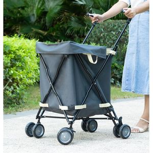 Storage Bags Multipurpose Home Folding Trolley With Oxford Bag Portbable Shopping Cart Sturdy Steel Frame Utility Grocery