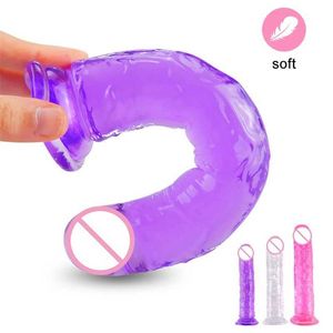 Sex Toys Massagers Porno Mini Jelly Dildo For Woman Small Penis Toy Sucker Crystal Transparent kvalitet TPE Toys Female Shop