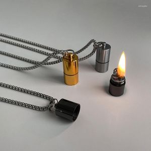 Подвесные ожерелья мини -зажигалки для корпуса ожерелье хип -хоп ювелирные украшения титановая стальная цепь мужчины/женские подарки капля