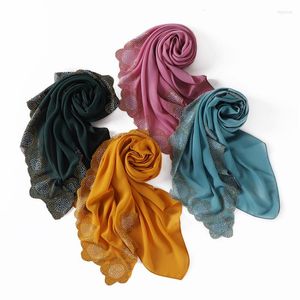 Schals, einfarbig, quadratisch, Diamantperlen, Blase, Chiffon, Instant-Hijab-Schals, solides Stirnband, Hals-Foulards, Sjaal, muslimische Motorhaube, Cachecol, 90–90 cm