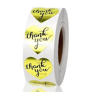 Gift Wrap 50-500pcs Thank You Stickers Heart Gold Foil Thicked Paper Sticker Party Packing Cake Bake DIY Handmade Labels