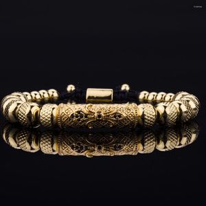 Link Bracelets Micro Pave CZ Short Tube Royal Charm Men&Women Stainless Steel Crystals Bangles Couple Handmade Jewelry Gift