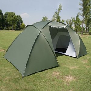 Tents and Shelters 4-6 Person Double Layer Waterproof Camping TentTwo Bedrooms Big Space Tent For Hiking Familiy Party Traveling Fishing 3 Colors 230526