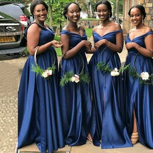 Elegant 2023 Cheap Bridesmaid Dresses Under 50 A-line Stretch Satin Long Wedding Party Dresses For Black Women