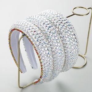 Ny lyxig vit harts kristallbredd diamant svamp pannband temperament elegant hårband för kvinnor hårtillbehör