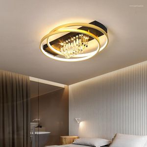 Żyrandole moc 52W nadaje się do pomieszczenia 8-15 m² średnica 52 cm złota i czarno-biała sufit LED Żelazna Lampa Imitacja Kryształ