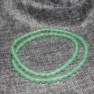 Link Bracelets Green 6mm Stone Jades Round Beads Multilayer Chalcedony Unique Design Women Jewelry 18inch B2898