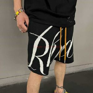 デザイナーショートファッションカジュアルカジュアルビーチショーツRhude LetterJacquard Drawstringニットウールルーズトレンディラベルジョガーズスポーツウェアアウトドアフィット