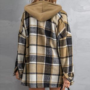 Women's Jackets Women Medium Womens Long Sleeve Button Down Plaid Shirts Flannel Hooded Shacket Jacket Hoodie Coats Skying