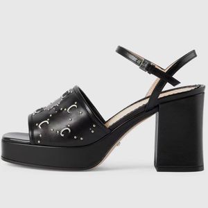 Босоножки на массивном каблуке женские тапочки на платформе Модные серебряные украшения с пряжкой крутые туфли Дизайнерские туфли на высоком каблуке 8,5 см 35-42 с коробкой женские сандалии