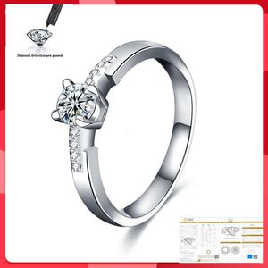 Pierścienie klastrowe z solidnym 18KRGP białe złoto 0,5ct moissanite ślub dla kobiet prezent zaręczynowy
