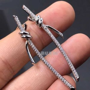 Modna nowa marka Sterling Silver 925 Diamond Knot Kolczyki dla kobiet gwiazdy tego samego stylu Rose Gold H5OH
