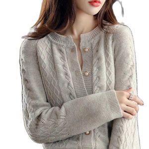 Cardigan Cappotto da donna in maglia di lana a trecce retrò Cardigan Cappotto da donna Primavera e autunno 2022 Nuovo maglione temperamento allentato Estrarre top femminili