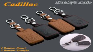 For 2010 2015 SRX XTS SLS CTS ATS Keychain Genuine Leather Car Key Fob Case Cover Smart Car Key Ring Chain Accessories2508319