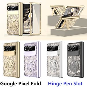 Google Pixel Fold Case Şeffaf Kalem Yuvası Menteşe Koruyucu Film Ekran Kapağı İçin Mekanik Stand Kılıfları