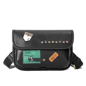 Trendy Network Fashion Chest Bag Personalized Emblem Single Shoulder Bag Riveted Small Body Bag Back Couple Phone Bag 230524