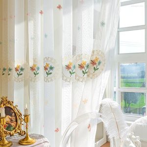 Curtain Pastoral Simple Embroidered Floral Tulle Sheer Curtains For Luxurious Living Rooms Bedrooms Balconies Windows Home Decor Custom