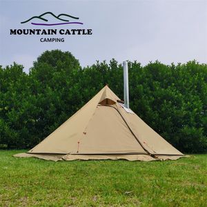 Tents and Shelters 320/400 Big Camping Pyramid Tent 4 Season Ultralight Bushcraft Backpacking Tent Outdoor 210T Plaid Winter Tent with Snow Skirt 230526
