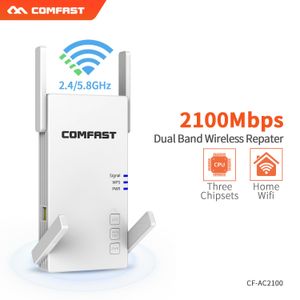 Yönlendiriciler 1200m ~ 2100Mbps Çift Bant Kablosuz WiFi Tekrarlayıcı 2.4G 5.8G Uzun Aralıklı WiFi Amplifikatör Sinyali 4 Anten Wifi Yönlendirici