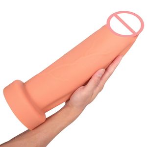 Super Big Wooden Club Realistic Dildos Simulate Real Penile Liquid Silicone Into Deep G-Spot AV Sex Orgasm Lady Lesbian Gay Masturbation X Large Strong Suction Cup Toy