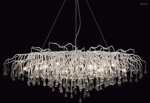 Chandeliers Rectangle Chandelier For Dining Room Foyer Modern Crystal Lighting Large High Ceilings Pendant Silver 57''