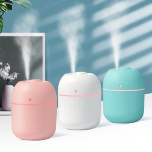 220 ml Portabel vattendroppfuktare USB Desktop Indoor Air Atomization Mist Mini Fuktare Hushåll Mute Stor sprayfuktare med LED Night Light Q133