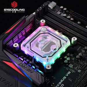 Cooling Syscooling CPU water block for intel socket LGA 115x 2011 1200 1366 copper plate micro channel with RGB lights PC water cooling