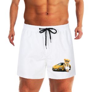 2023 Pantaloncini da spiaggia Quick Dry Car Teddy Bear Stampa Mens Siwmwear Board Costumi da bagno colorati Tavola da surf Abbigliamento maschile Abbigliamento da spiaggia maschile