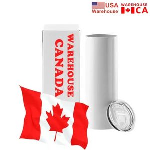 US CA Warehouse 20oz زجاجات المياه مستقيمة فارغة الفولاذ المقاوم للصدأ أكواب السيارات الفراغ