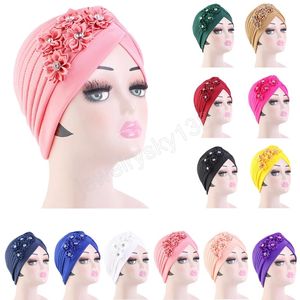 Indiska kvinnor blommor muslimsk kemo cap hijab turban strech headwrap halsduk håravfall hatt hatt motorhuven cancer turbans beanies mujer cover