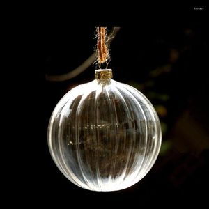 Party Decoration 12pcs/pack Diameter 8cm Small Size Striped Hanging Glass Globe Transparent Christmas Day Tree Pendant Ball Festival