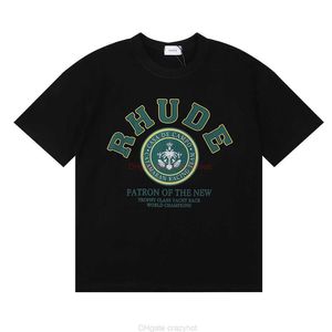 Designer Fashion Clothing Tees Tshirt 2023 Summer New Rhude Fashion Versatile Green Print Loose Casual Short Sleeve Tshirt Mens Womens Fashion Ins Cotton Streetwea