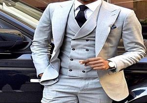New Fashion 3 Pieces Men Suits Wedding Suits for Men Groom Tuxedos with Double Breasted vest Men Suit 2020 JacketPantsVest8570342