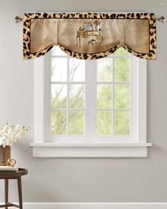 Curtain Leopard Print Animal Skin Texture Small Rod Pocket Short Curtains Home Decor Partition Cabinet Door Window