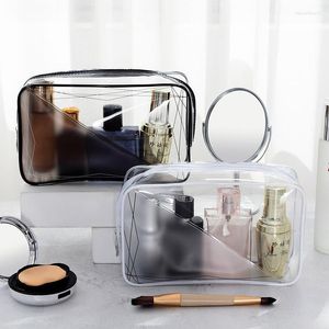 Borse per cosmetici Borsa in PVC trasparente Custodia per articoli da toeletta impermeabile Custodia per trucco da donna Organizer da viaggio portatile con cerniera per il lavaggio di bellezza