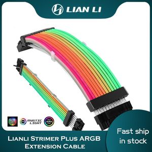 Refrigeração Lian Li Strimer Plus V2 Triple 8pin 24pin Mod Placa -mãe GPU Extensão Double 5V 3pin Neon RGB Cable LConnected 3
