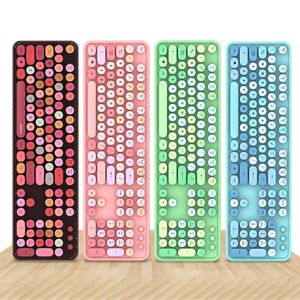 Combos Bluetooth Compatible Tastatur USB Wireless gemischte Farbrunde Keycap Kunststoff Panel Mobiltelefon Tastatur Abnehmbare Taste Kappe