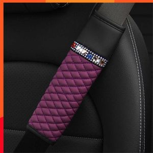 New Leather Diamond Car Shoulder Cover Comfortable Protective Cover Car Supplies Car Seat Belt Shoulder Cover Breathable Soft