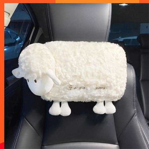 New Creative Idea Plush Tissue Box Hanging Buckle Is Simple Armrest Box Four Seasons Fabric Plush Napkin Rack High-quality Lint