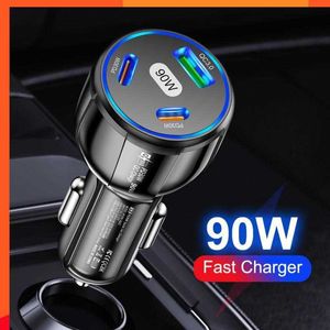 New 90w Car Socket Adapter Portable Car Charger Car Accessories Cigarette Lighter 3 In 1 Car Supplies Car Phone Charger Dual Line