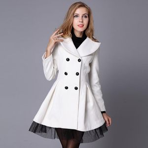 Misto lana da donna Cappotto lungo da donna alla moda casual Giacca invernale sottile calda Solido doppio petto Cashmere Bello