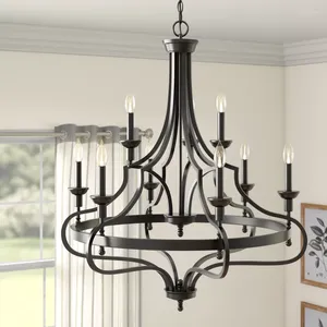 Pendant Lamps American Retro Country Wrought Iron Distressed Villa Lamp Clothing Store Soft Decoration Homestay El Decorative Chandelier