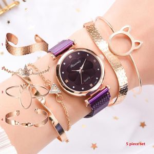 Zegarek Bransoletka na rękę luksusowy 5 -częściowy zestaw kobiet kwarcowe zegarki ze stali nierdzewnej Kluczowe Maszy