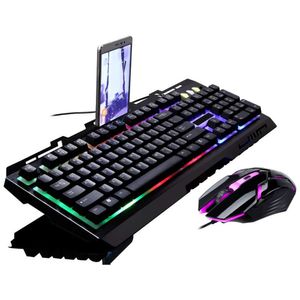 Combos Gaming Keyboard and Mouse Combo G700 104 teclas com fio ergonômico LED retroiluminado PC Gaming Keyboard Mouse Set para PC Gamer