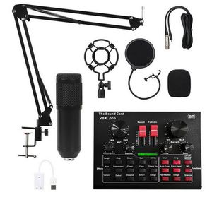 BM 800 Professional Audio Microphones V8 Pro Sound Card Set BM800 Mic Studio Condenser Mics för TV Live Vocal Recording Podcast Performance