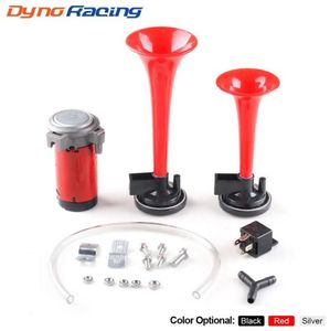 Red black 12V 115dB car and motorcycle double tube electric control air horn train kit double horn super loud8118760